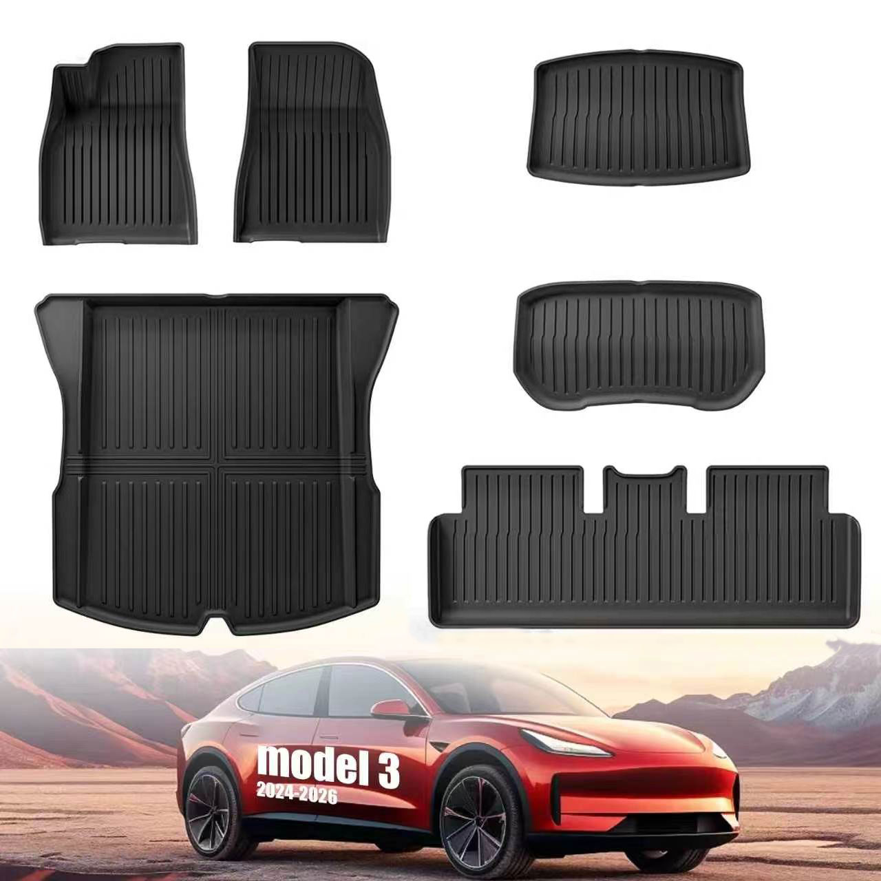 Car Floor Mat - Dla Modelu 3 Highland 2024-2026, zestaw