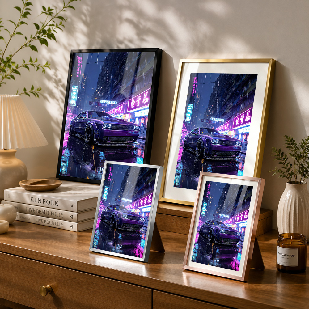 Fioletowy samochód w neonowym  – Car Mirror recenzja i cena